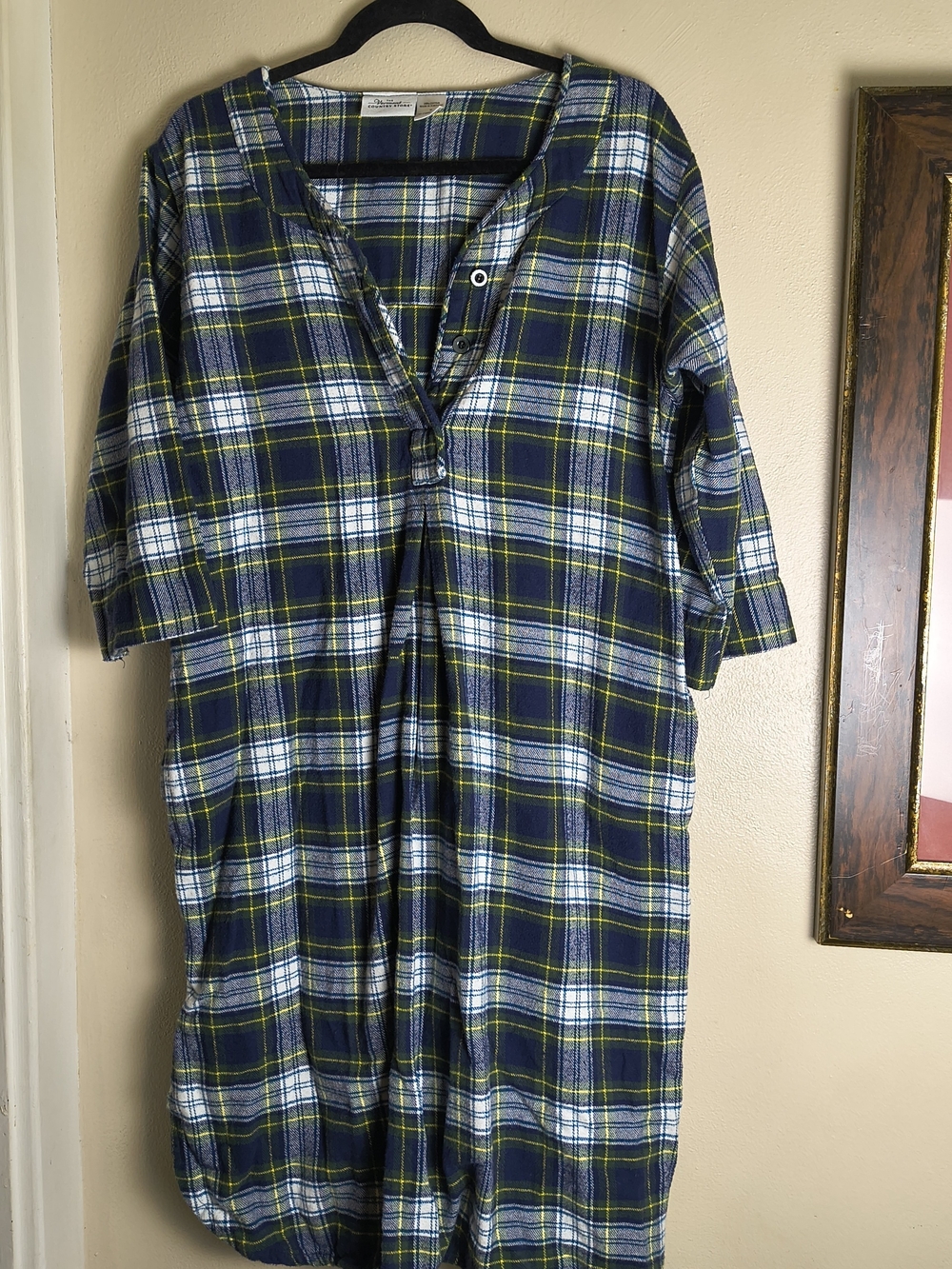 Vintage Vermont country store cotton flannel plaid nightgown